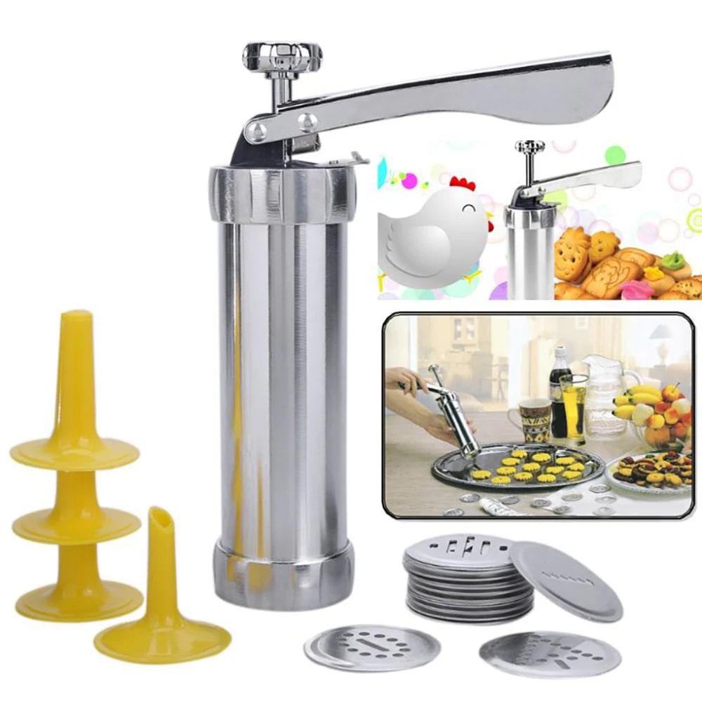 Cookie Press Gun And Icing Set Alloy Churro Maker Cookie Maker With 10 Discs 20 Discs 4 Pastry Tip Biscuit Mold Kitchen Accessories view 25