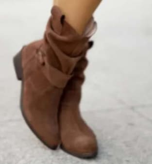 Ins Pointed Toe Mid-calf Boots Fashion Suede Zipper Western Boot Winter Shoes For Women view 3
