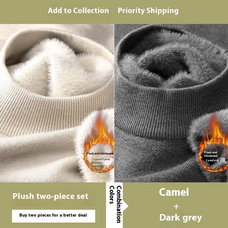 Half High Neck Sweater Men's Slim Fit Solid Color Pullover Knitted Base Sweater view 8
