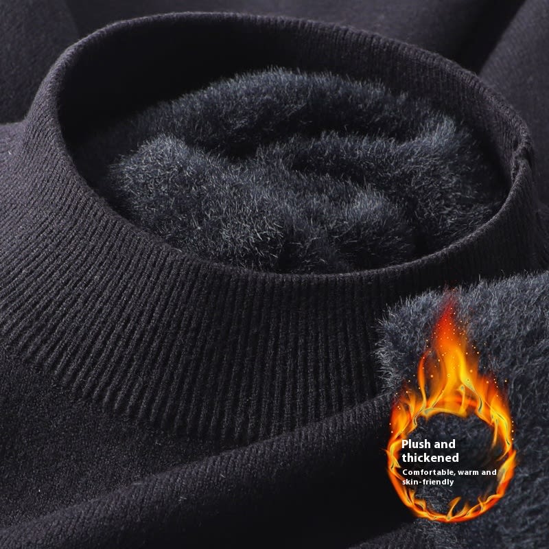 Half High Neck Sweater Men's Slim Fit Solid Color Pullover Knitted Base Sweater view 7