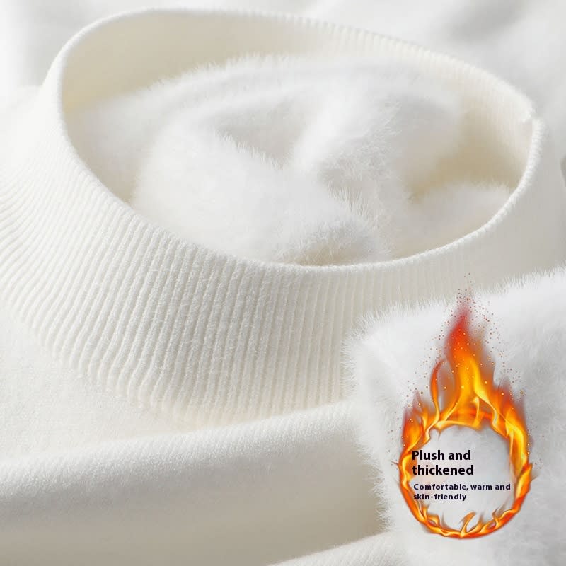 Half High Neck Sweater Men's Slim Fit Solid Color Pullover Knitted Base Sweater view 2