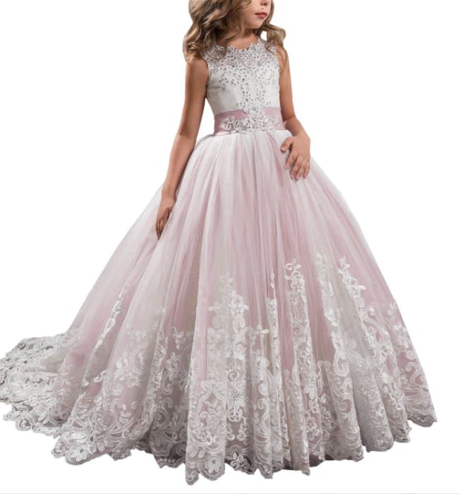 Europe And The United States New Children's Clothing Lace Wedding Dress view 6