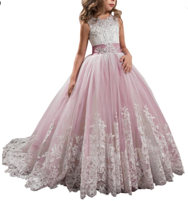 Europe And The United States New Children's Clothing Lace Wedding Dress view 8