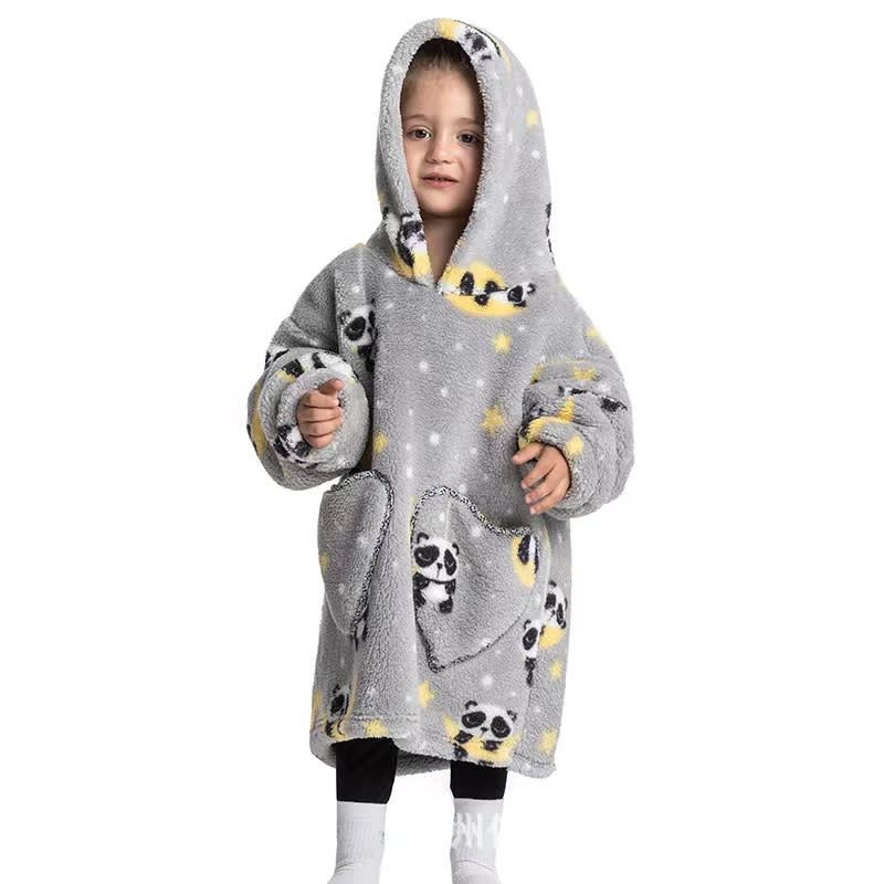Boys And Girls Comfortable Cotton Velvet Cold-proof Clothes Lazy Blanket Hooded Plus-sized Thickened Blanket Lazy Clothes Children's Sleepwear view 11