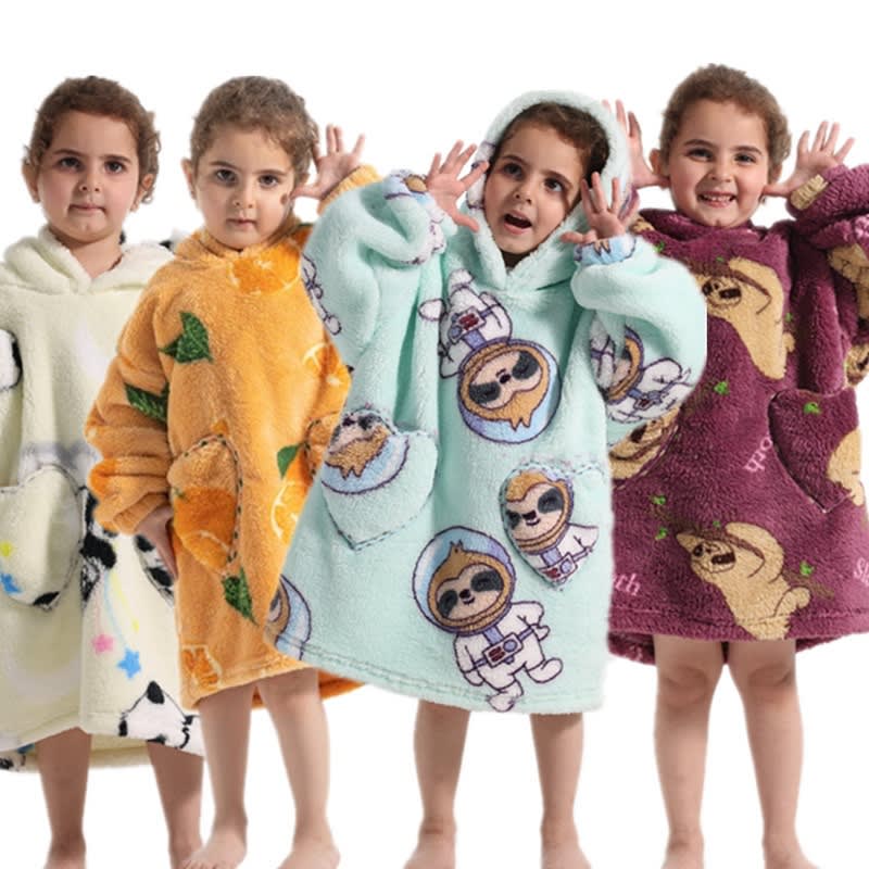 Boys And Girls Comfortable Cotton Velvet Cold-proof Clothes Lazy Blanket Hooded Plus-sized Thickened Blanket Lazy Clothes Children's Sleepwear view 9
