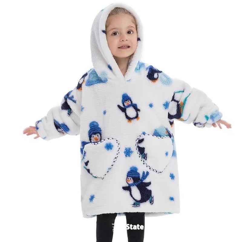 Boys And Girls Comfortable Cotton Velvet Cold-proof Clothes Lazy Blanket Hooded Plus-sized Thickened Blanket Lazy Clothes Children's Sleepwear view 25