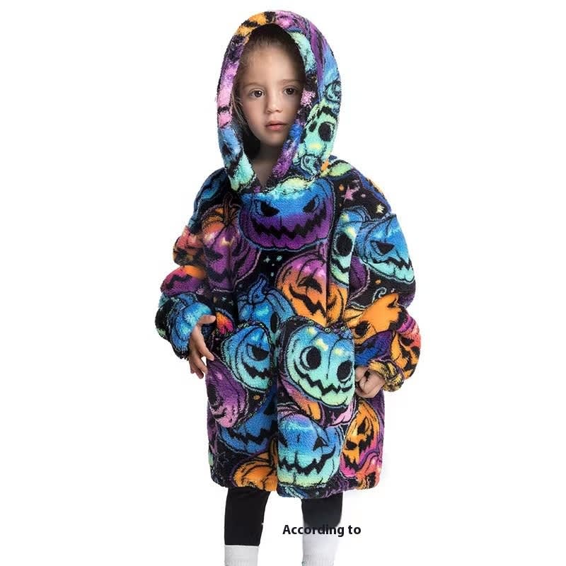 Boys And Girls Comfortable Cotton Velvet Cold-proof Clothes Lazy Blanket Hooded Plus-sized Thickened Blanket Lazy Clothes Children's Sleepwear view 12