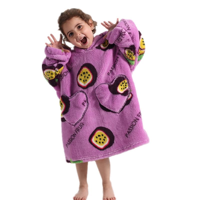 Boys And Girls Comfortable Cotton Velvet Cold-proof Clothes Lazy Blanket Hooded Plus-sized Thickened Blanket Lazy Clothes Children's Sleepwear view 4
