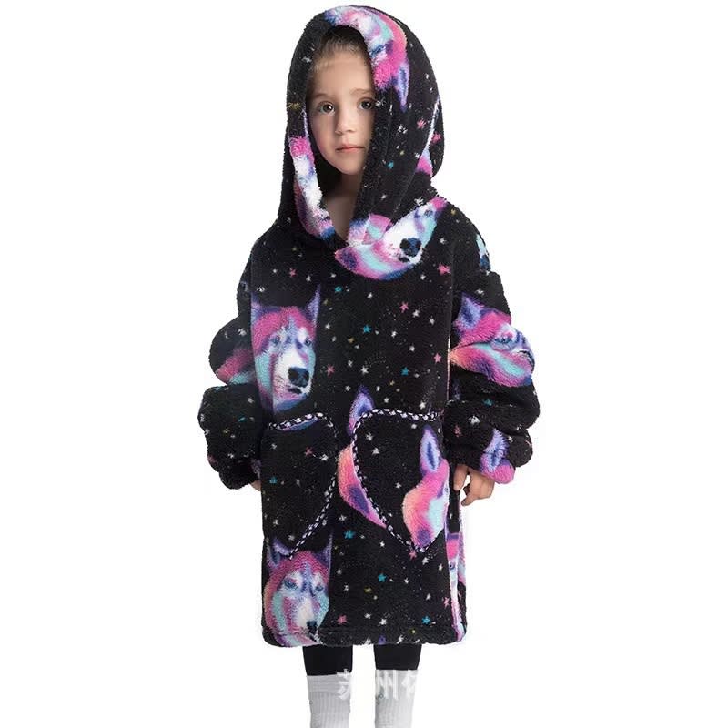 Boys And Girls Comfortable Cotton Velvet Cold-proof Clothes Lazy Blanket Hooded Plus-sized Thickened Blanket Lazy Clothes Children's Sleepwear view 14