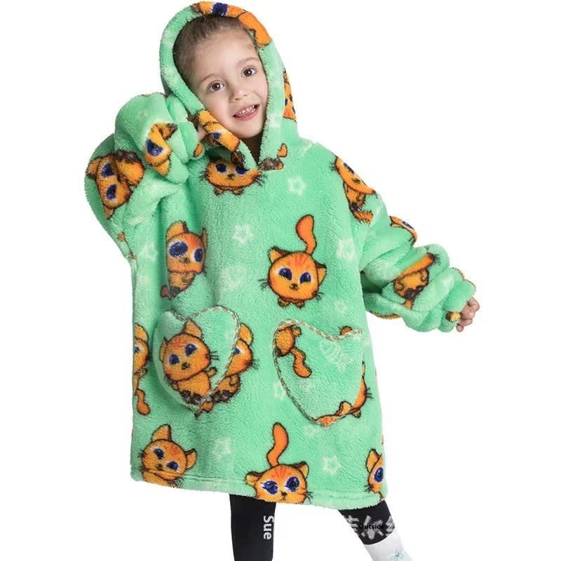 Boys And Girls Comfortable Cotton Velvet Cold-proof Clothes Lazy Blanket Hooded Plus-sized Thickened Blanket Lazy Clothes Children's Sleepwear view 32