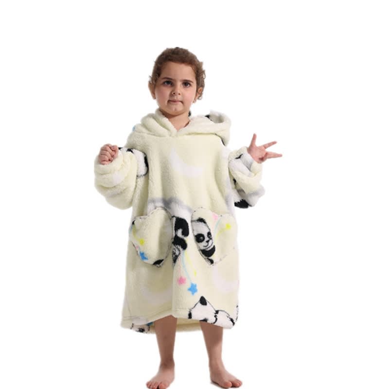 Boys And Girls Comfortable Cotton Velvet Cold-proof Clothes Lazy Blanket Hooded Plus-sized Thickened Blanket Lazy Clothes Children's Sleepwear view 17