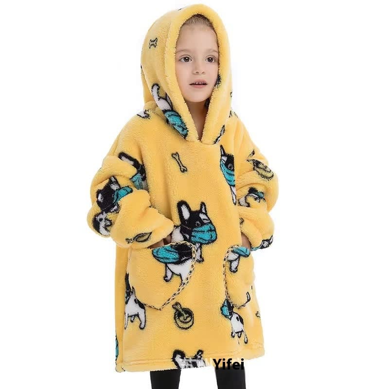 Boys And Girls Comfortable Cotton Velvet Cold-proof Clothes Lazy Blanket Hooded Plus-sized Thickened Blanket Lazy Clothes Children's Sleepwear view 21