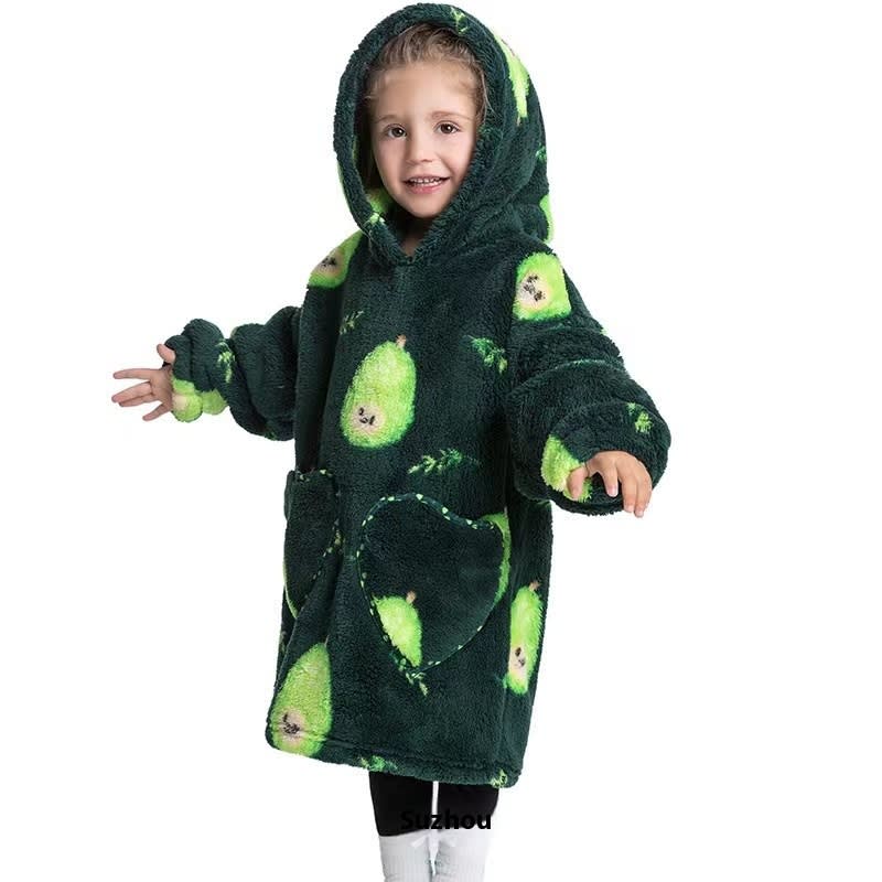 Boys And Girls Comfortable Cotton Velvet Cold-proof Clothes Lazy Blanket Hooded Plus-sized Thickened Blanket Lazy Clothes Children's Sleepwear view 31