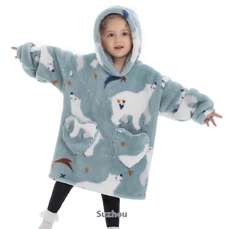 Boys And Girls Comfortable Cotton Velvet Cold-proof Clothes Lazy Blanket Hooded Plus-sized Thickened Blanket Lazy Clothes Children's Sleepwear view 33