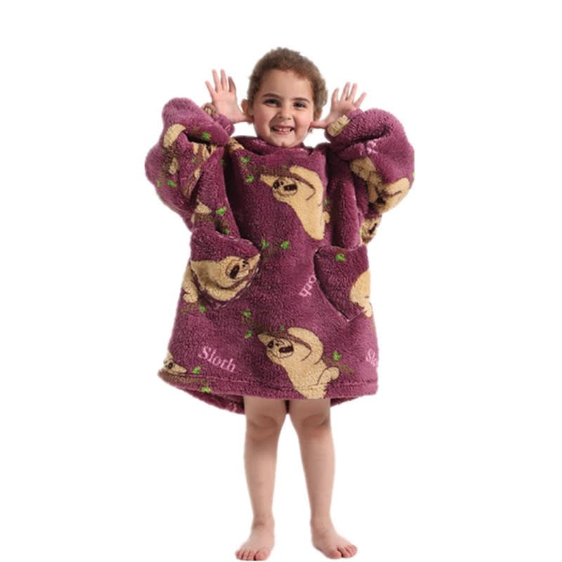 Boys And Girls Comfortable Cotton Velvet Cold-proof Clothes Lazy Blanket Hooded Plus-sized Thickened Blanket Lazy Clothes Children's Sleepwear view 8