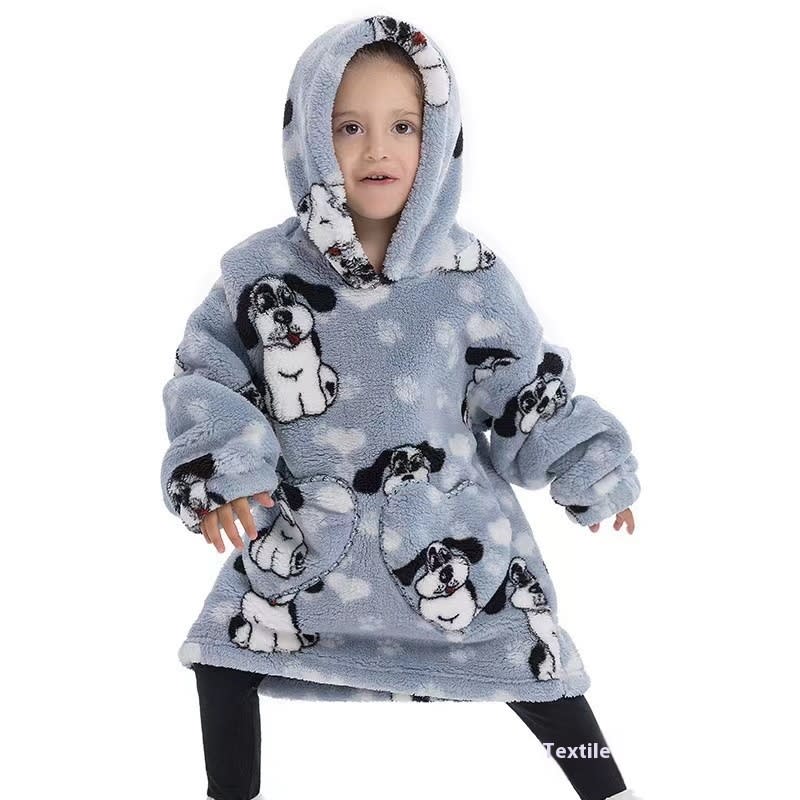 Boys And Girls Comfortable Cotton Velvet Cold-proof Clothes Lazy Blanket Hooded Plus-sized Thickened Blanket Lazy Clothes Children's Sleepwear view 2