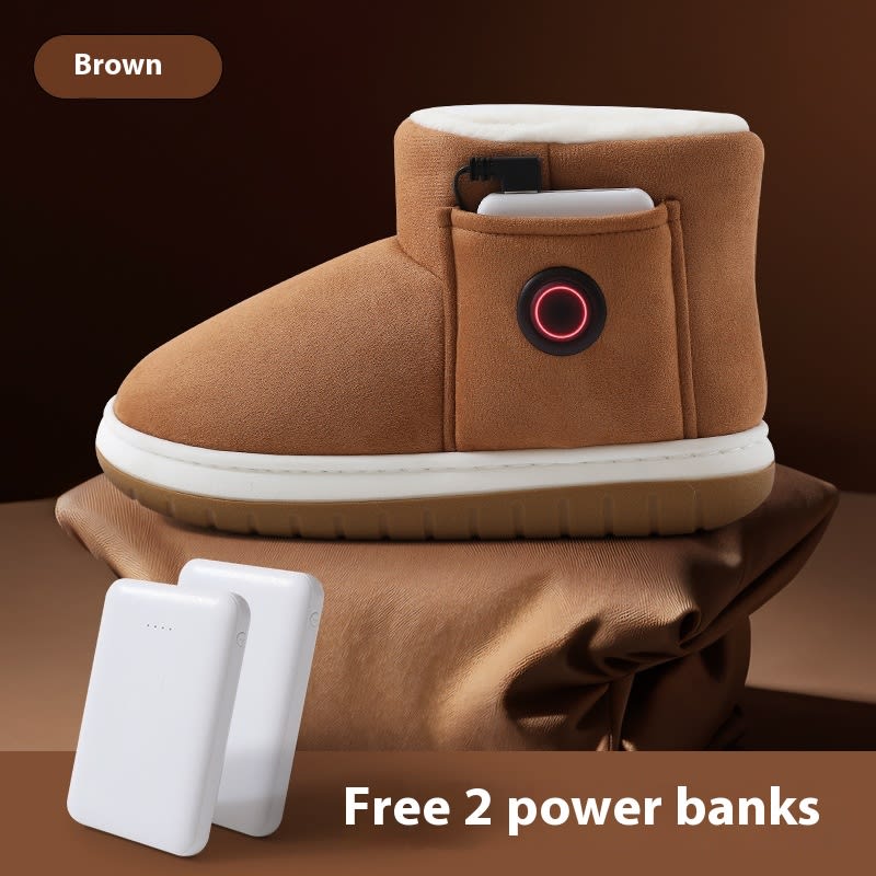 Electric Heating Shoes Rechargeable Foot Warmer Artifact Heating Home Shoes Winter Warm Temperature Regulating Cotton Shoes view 3