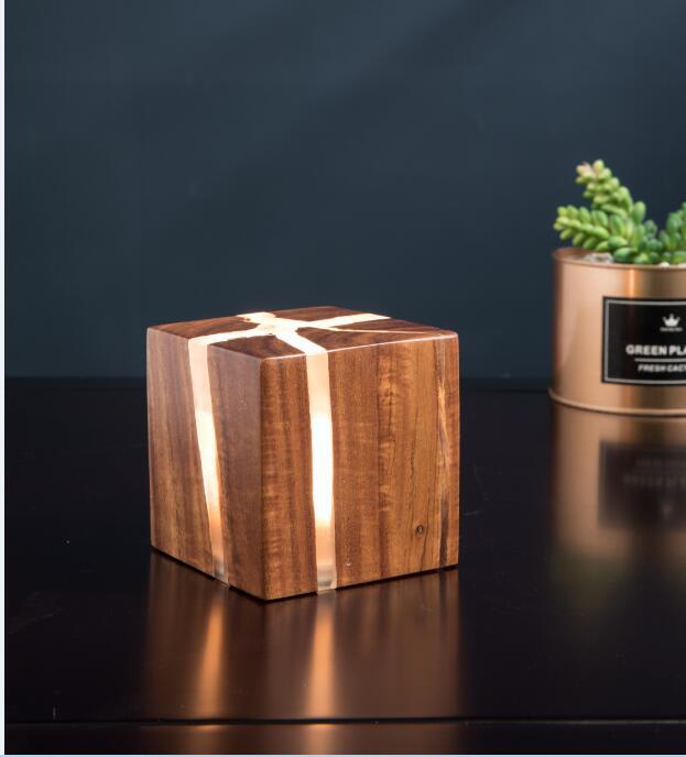 Creative Corridor Square Solid Wood Wall Bedside Lamp view 5