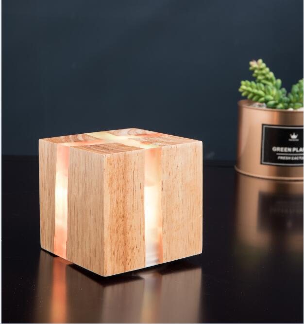 Creative Corridor Square Solid Wood Wall Bedside Lamp view 4