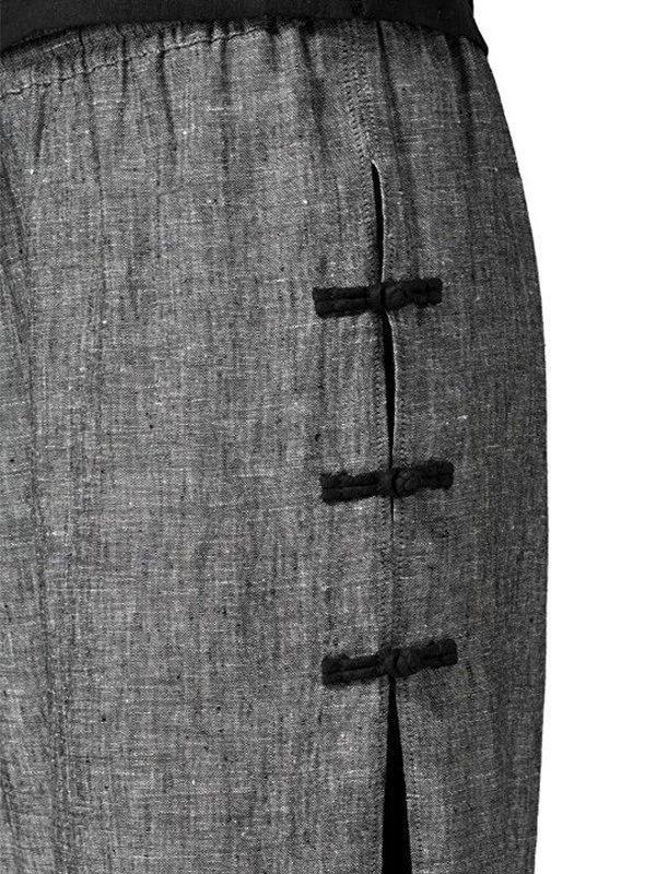 Women's Double-layer Buckle Elastic Waist Pants view 6