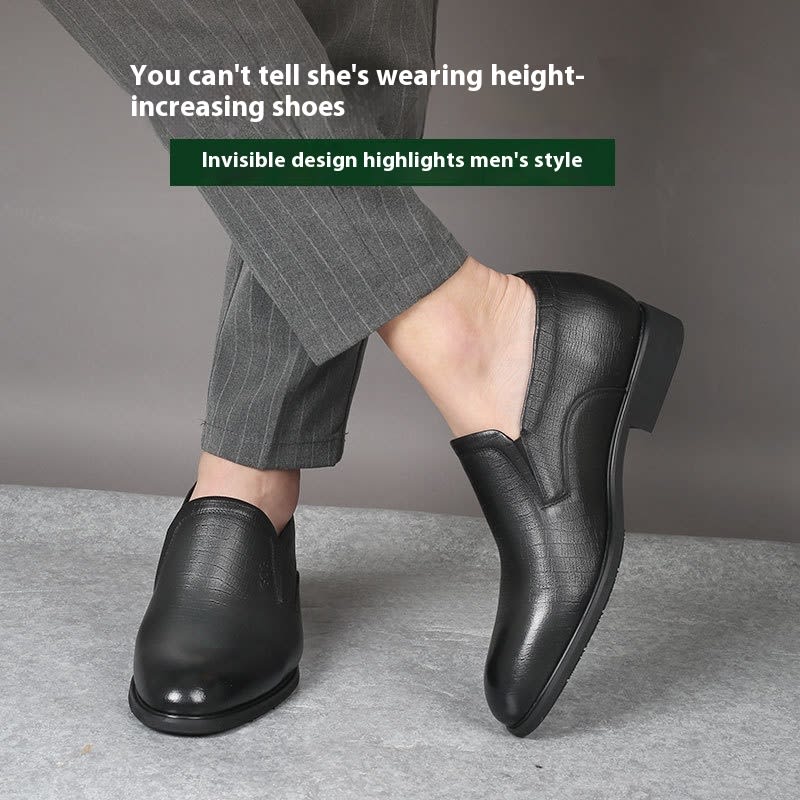 Invisible Height Increasing Insole 8cm Business Slip-on Leather Shoes view 3