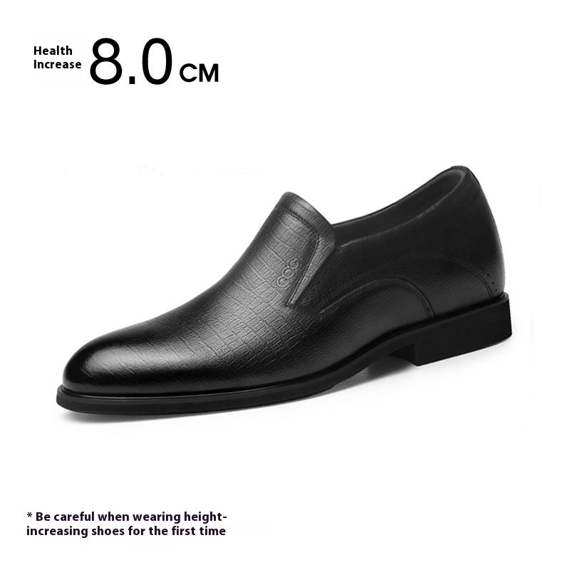 Invisible Height Increasing Insole 8cm Business Slip-on Leather Shoes view 2