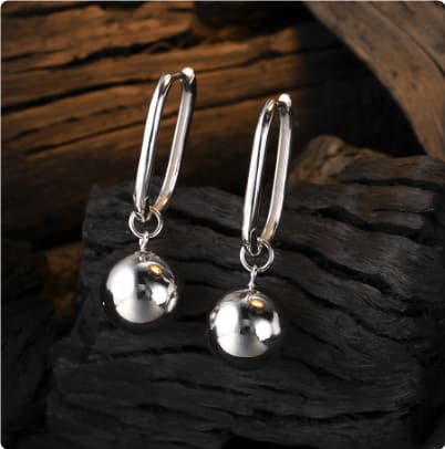 Women's Long Big Round Bead Earrings Photosphere Earrings Ball Personality All-match view 2