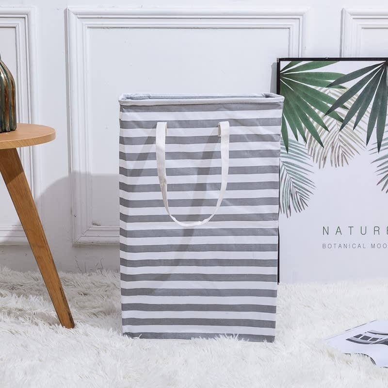Foldable Moisture-proof Stripes Laundry Basket Dirty Clothes Basket Laundry Basket view 10