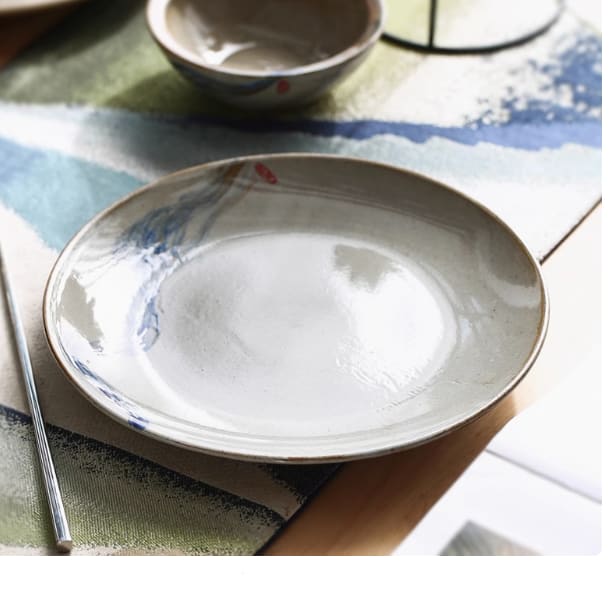 Stoneware Meal Retro Ceramic Breakfast Plate view 1