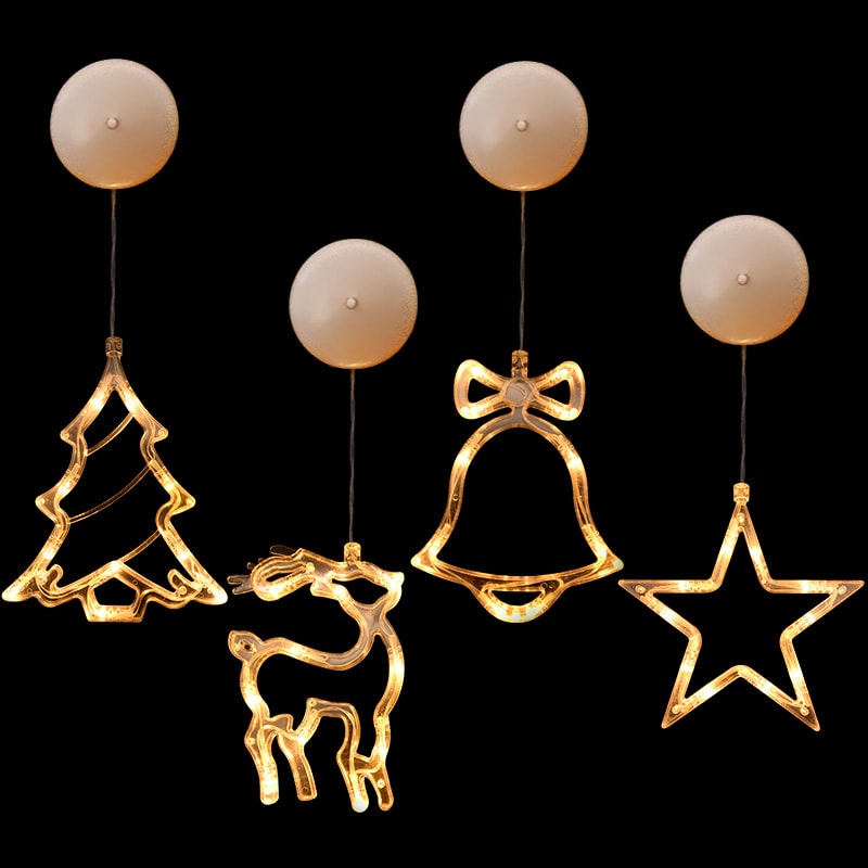 Christmas LED Suction Cup Chandelier Santa Claus Elk Snowman Lights Holiday Party Window Decor Lamps Battery Powered view 12
