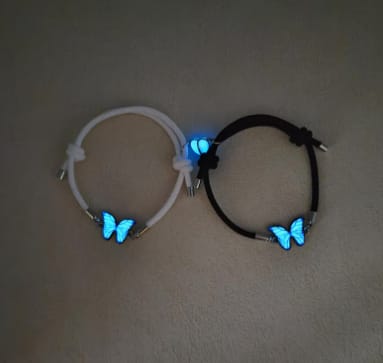 Fashion Blue Luminous Butterfly Necklace Bracelet Set For Glow In The Dark Women Clavicle Chain Choker Party Jewelry Set Gift view 12