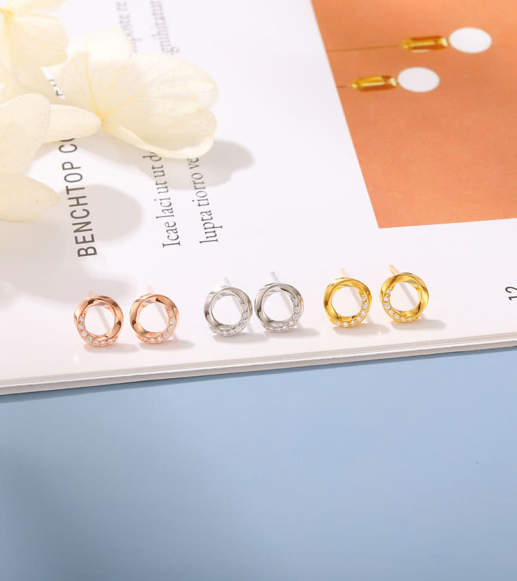 E1337 S925 Silver New Personality Stud Earrings Small And Sweet view 3