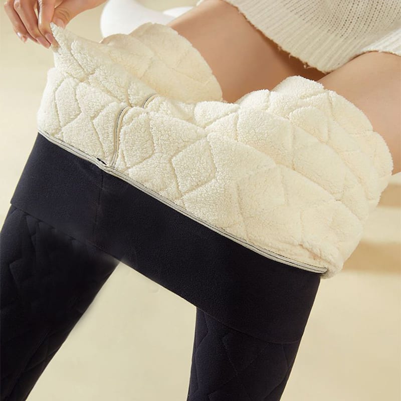 Warm Thickened Cashmere Leggings Winter Rhombus Stitching Pants Outerwear High Waist Slim Trousers Women Clothing view 10