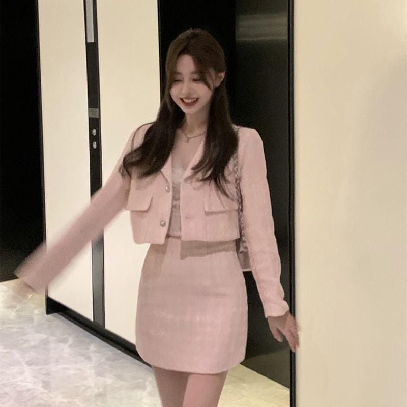Socialite Style Tweed Long Sleeve Suit Ladies view 6