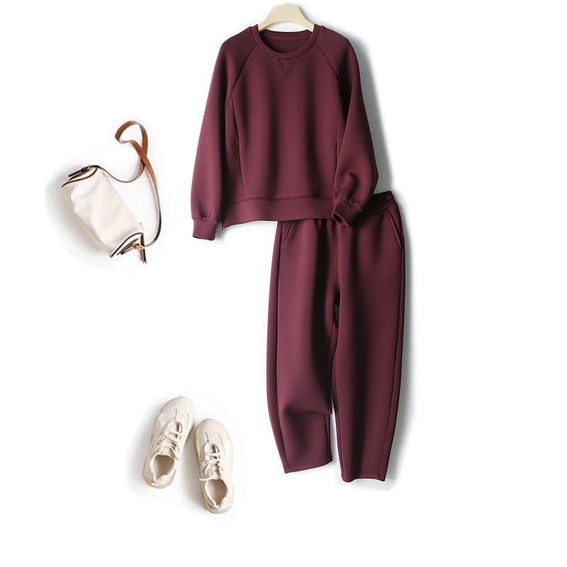 Casual Sports Suit Long-sleeved Sweater With Cropped Pants