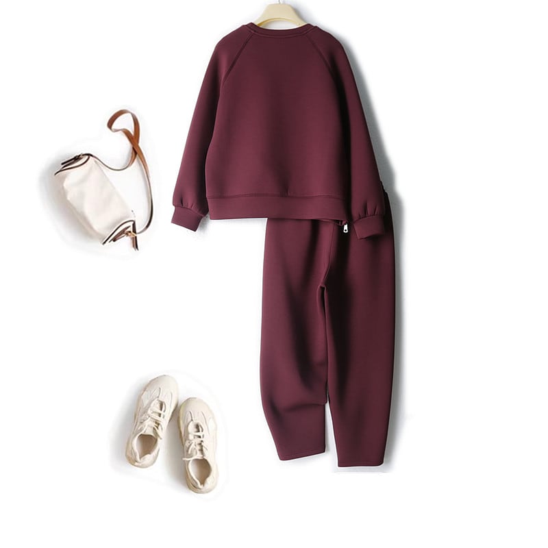 Casual Sports Suit Long-sleeved Sweater With Cropped Pants view 2