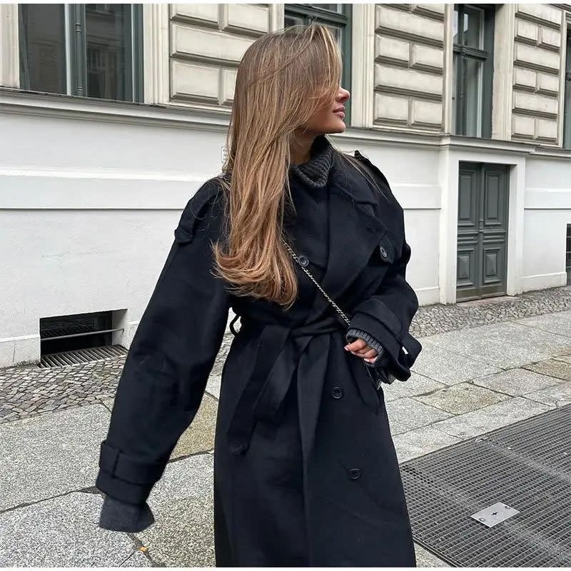 Women's Fashion With Belt Wool Large Coat view 5