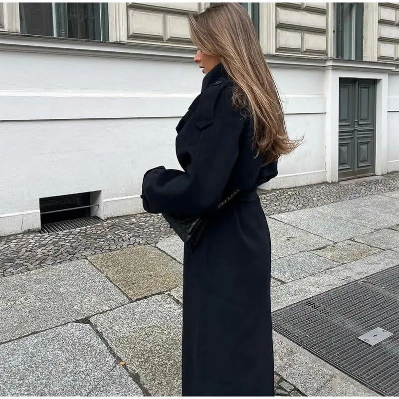Women's Fashion With Belt Wool Large Coat view 8