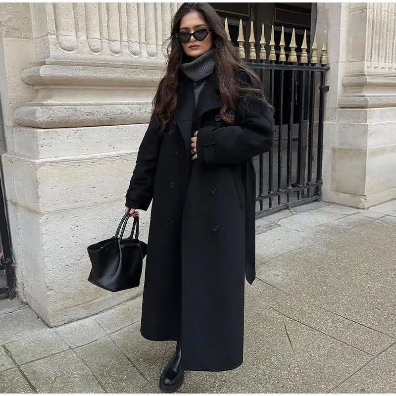 Women's Fashion With Belt Wool Large Coat view 2
