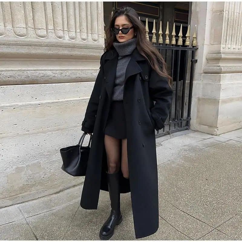 Women's Fashion With Belt Wool Large Coat view 4