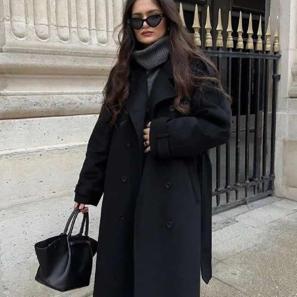 Women's Fashion With Belt Wool Large Coat view 6