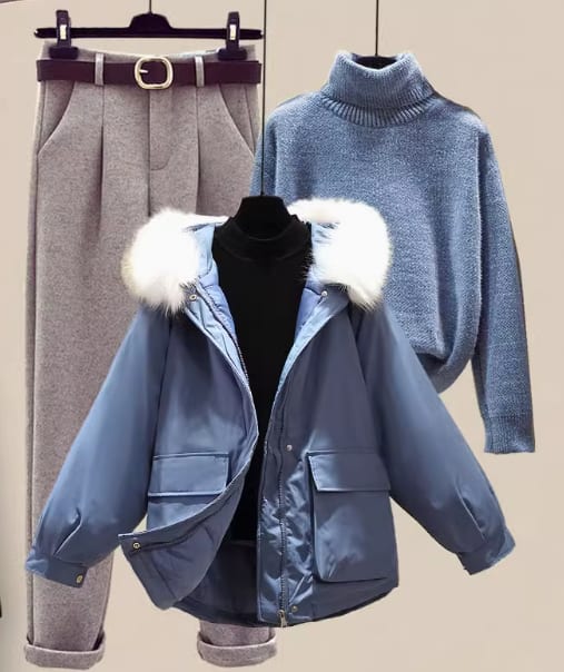 Women's Padded Jacket Sweater Set Made Of Cotton view 4