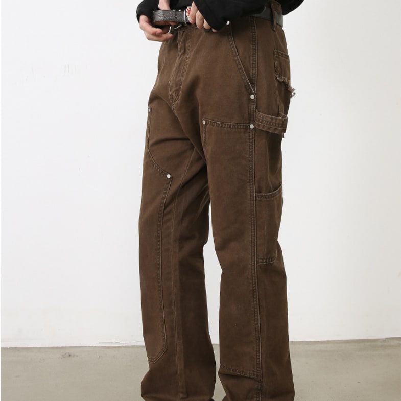 Retro Overalls Men's Loose Washed-out Casual Pants view 4