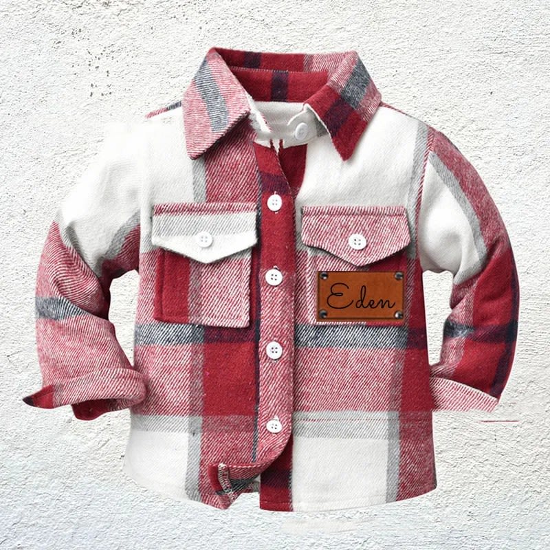 Children's Patchwork Flannel Checkered Shirt view 8