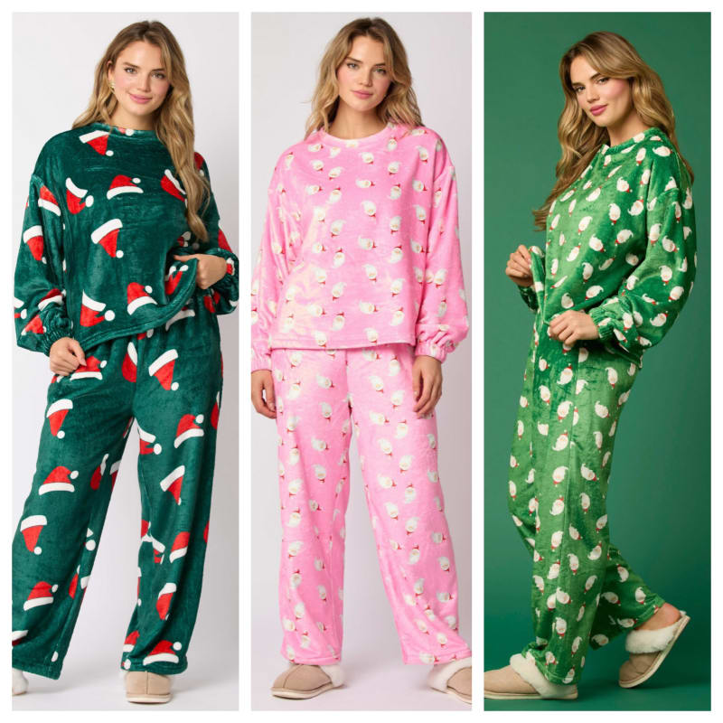 Casual Flannel Pajama Sets For Women 2 Piece Cute Long Sleeve Matching Lounge Shirts Sets Santa Claus Pajamas Homewear view 7