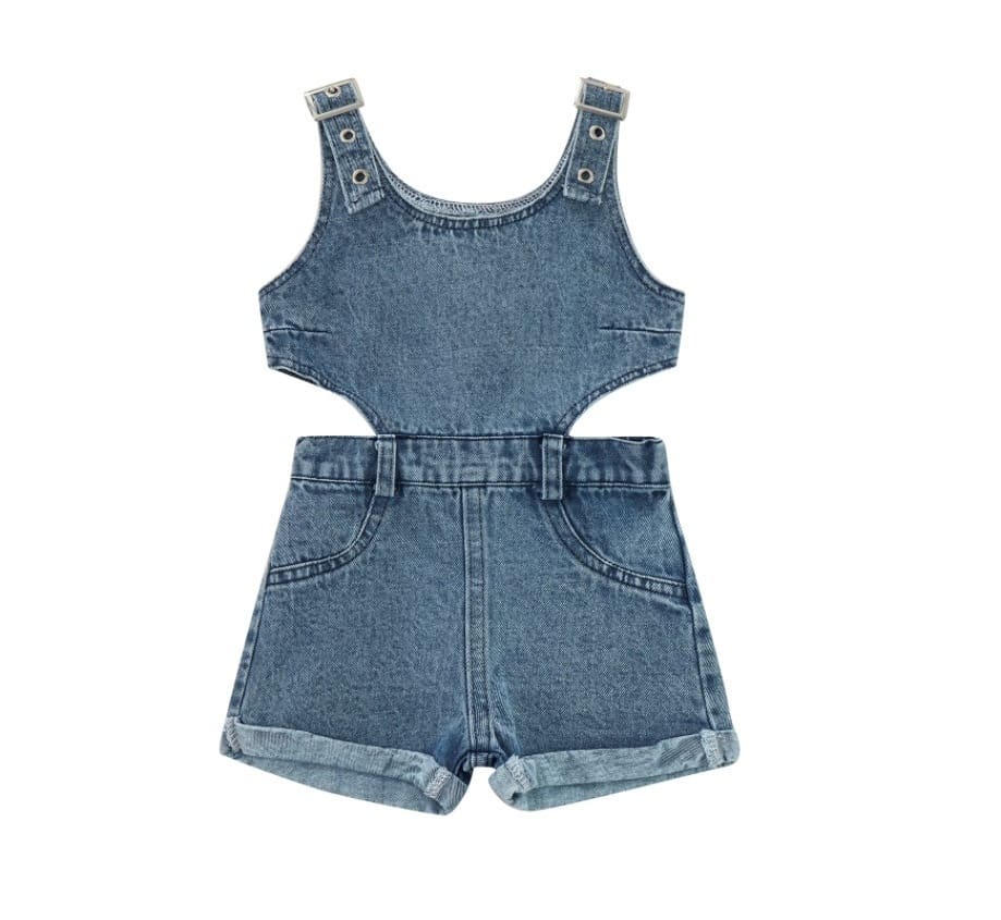 Girls' Two-color Sleeveless Cowboy Siamese Shorts view 3