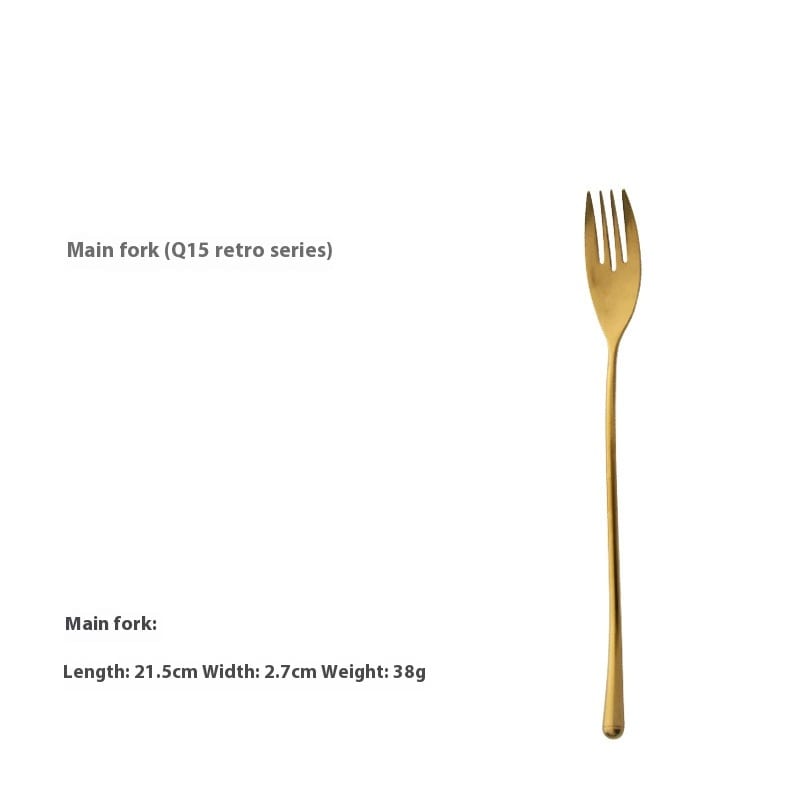 Retro Golden Steak Japanese-style Distressed 304 Stainless Steel Stir Knife, Fork And Spoon view 7