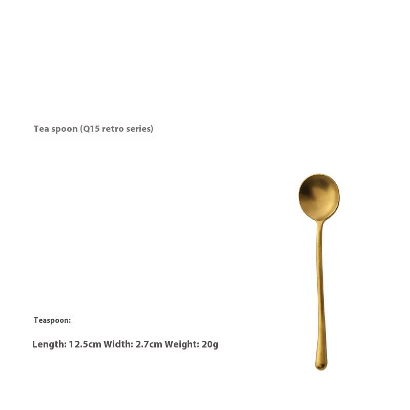 Retro Golden Steak Japanese-style Distressed 304 Stainless Steel Stir Knife, Fork And Spoon view 4