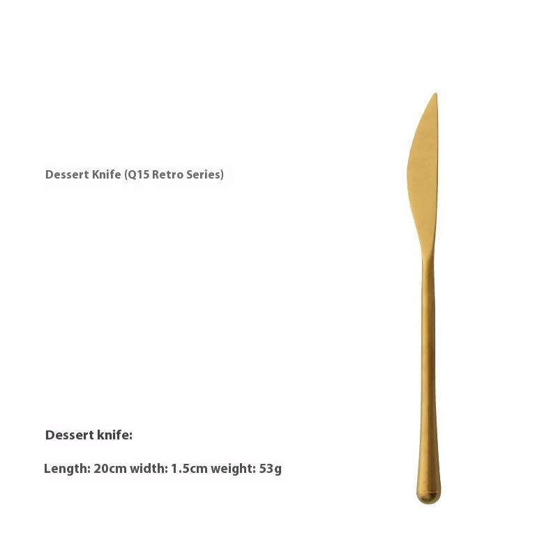 Retro Golden Steak Japanese-style Distressed 304 Stainless Steel Stir Knife, Fork And Spoon view 2