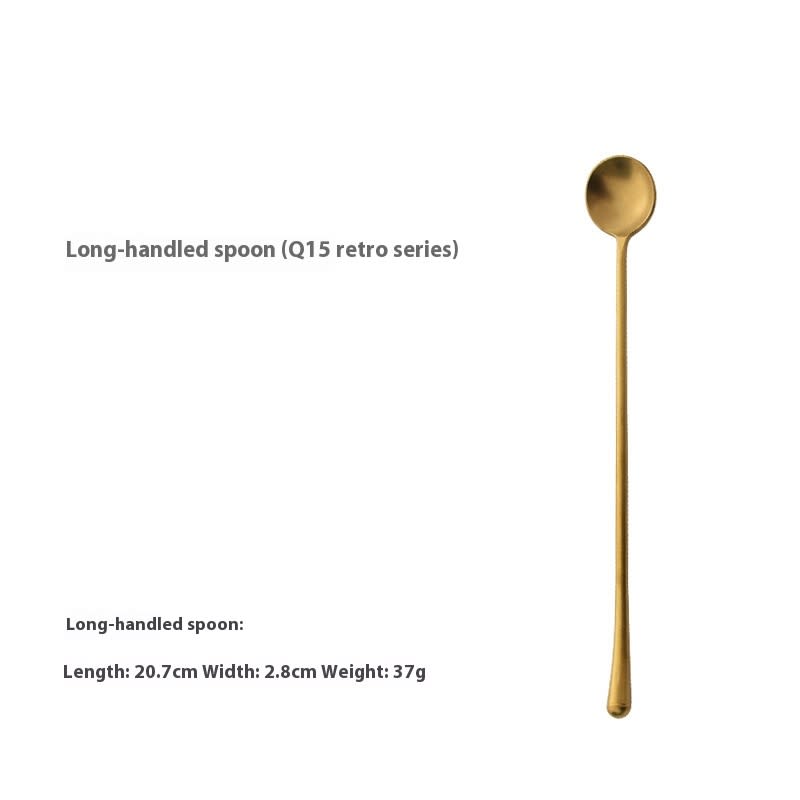 Retro Golden Steak Japanese-style Distressed 304 Stainless Steel Stir Knife, Fork And Spoon view 14
